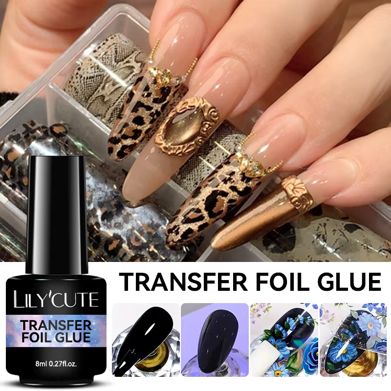 LILYCUTE 8ML feuille de transfert colle pour ongles étoilés vernis Semi-Permanant pour autocollant adhésif