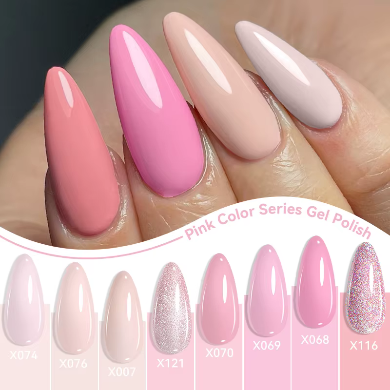 LILYCUTE 8 pièces Vernis à ongles gel couleur macaron 7ml Rose et rouge printaniers Semi-permanent Soak Off Gel UV Fournitures pour manucure de vacances