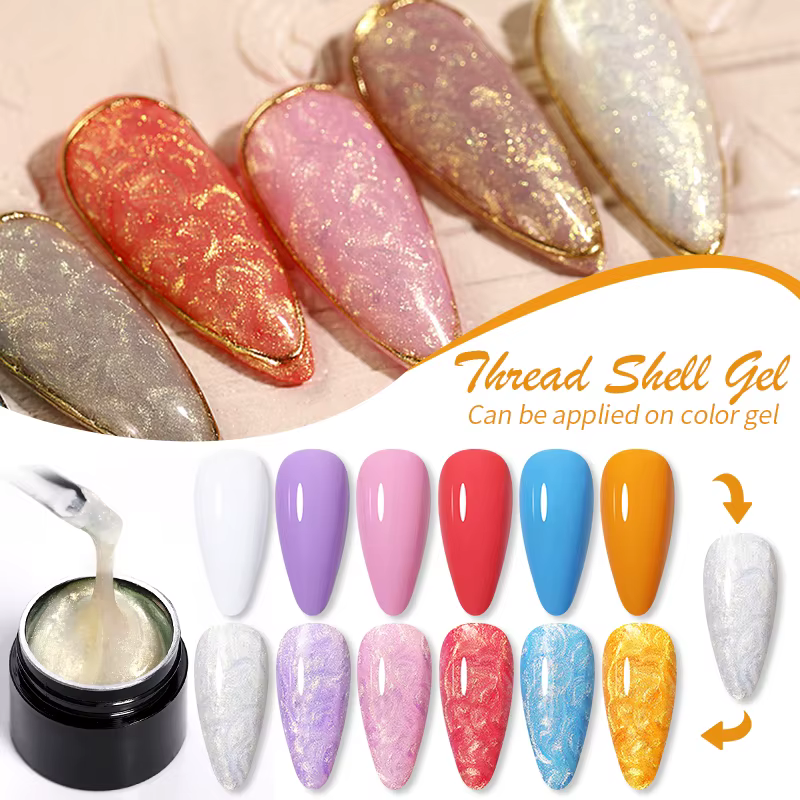 LILYCUTE 7ML Vernis à Ongles Gel Effet Coquillage 3D Aurore Nacré Semi-Permanent Soak Off UV DIY Design Nail Art