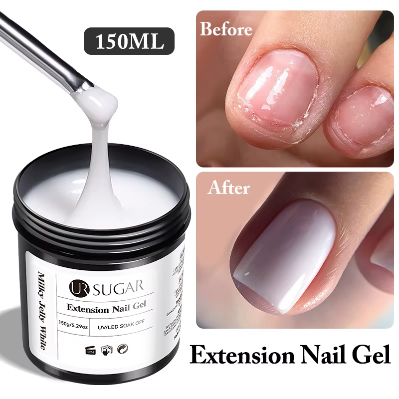 UR SUGAR 150g Gel d'extension rapide gelée rose blanc laiteux Camouflage doigt français Gel dur UV LED Gel Nail Art Design manucure
