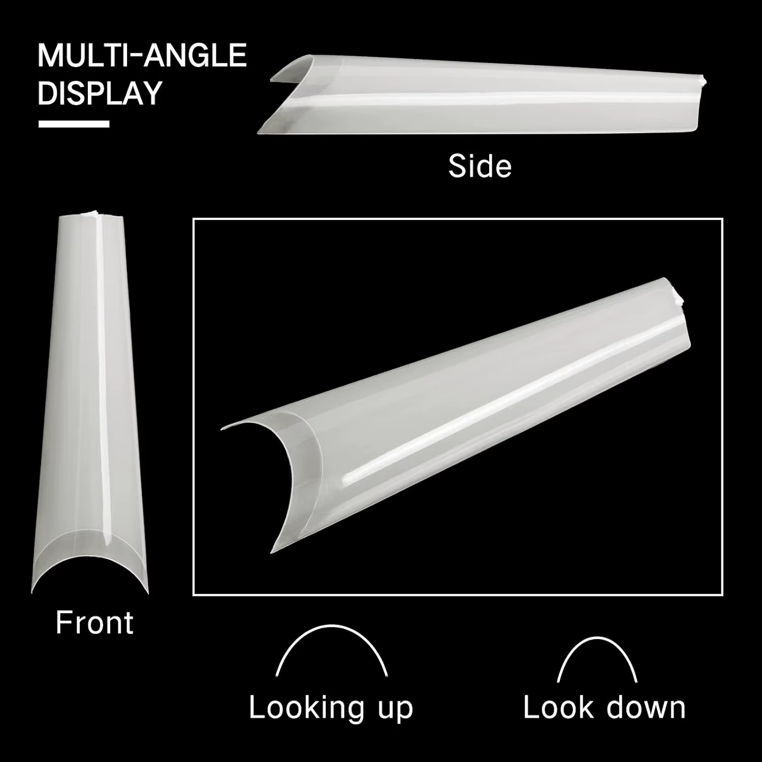 240 faux ongles longs transparents en forme de cercueil