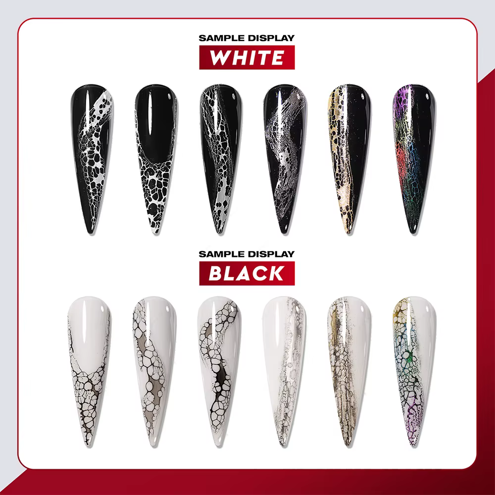 Vernis à ongles Gel abstrait noir et blanc