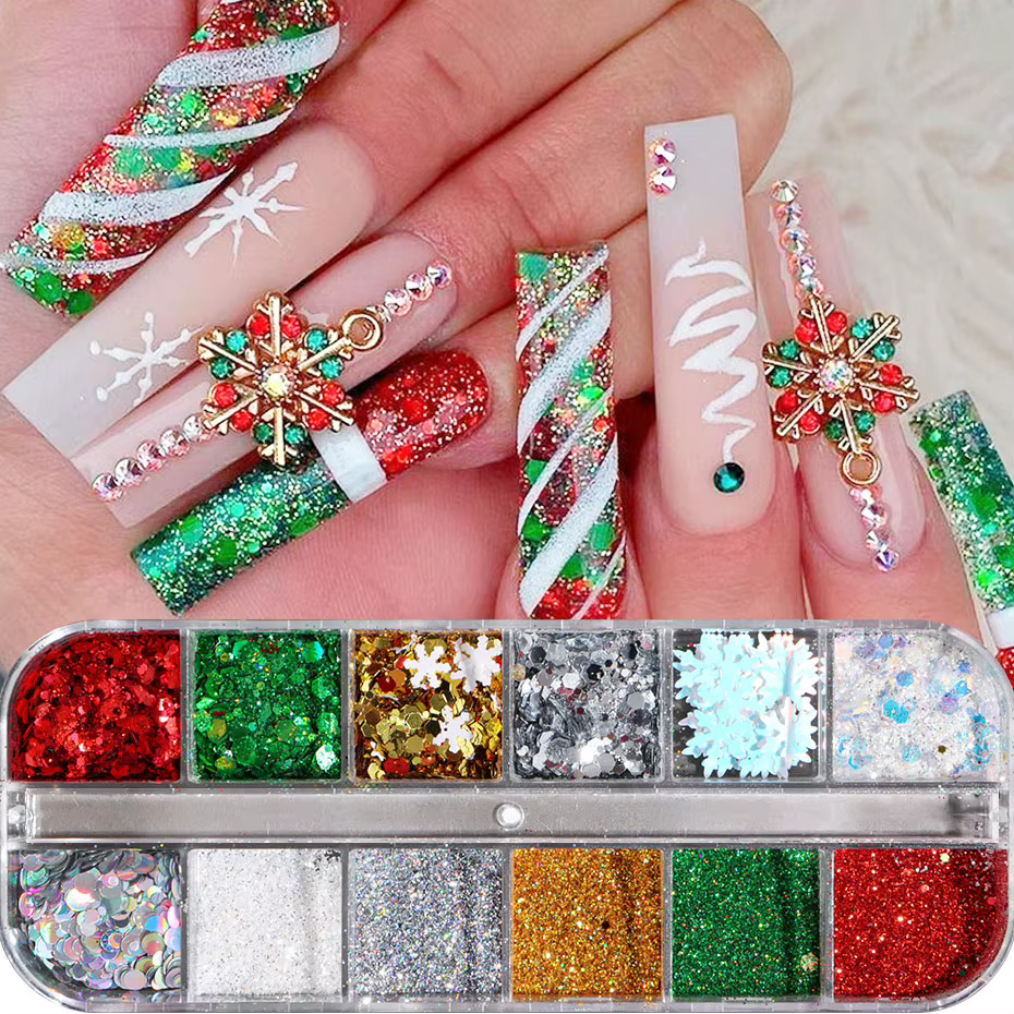 Flocons de paillettes laser irisées pour ongles