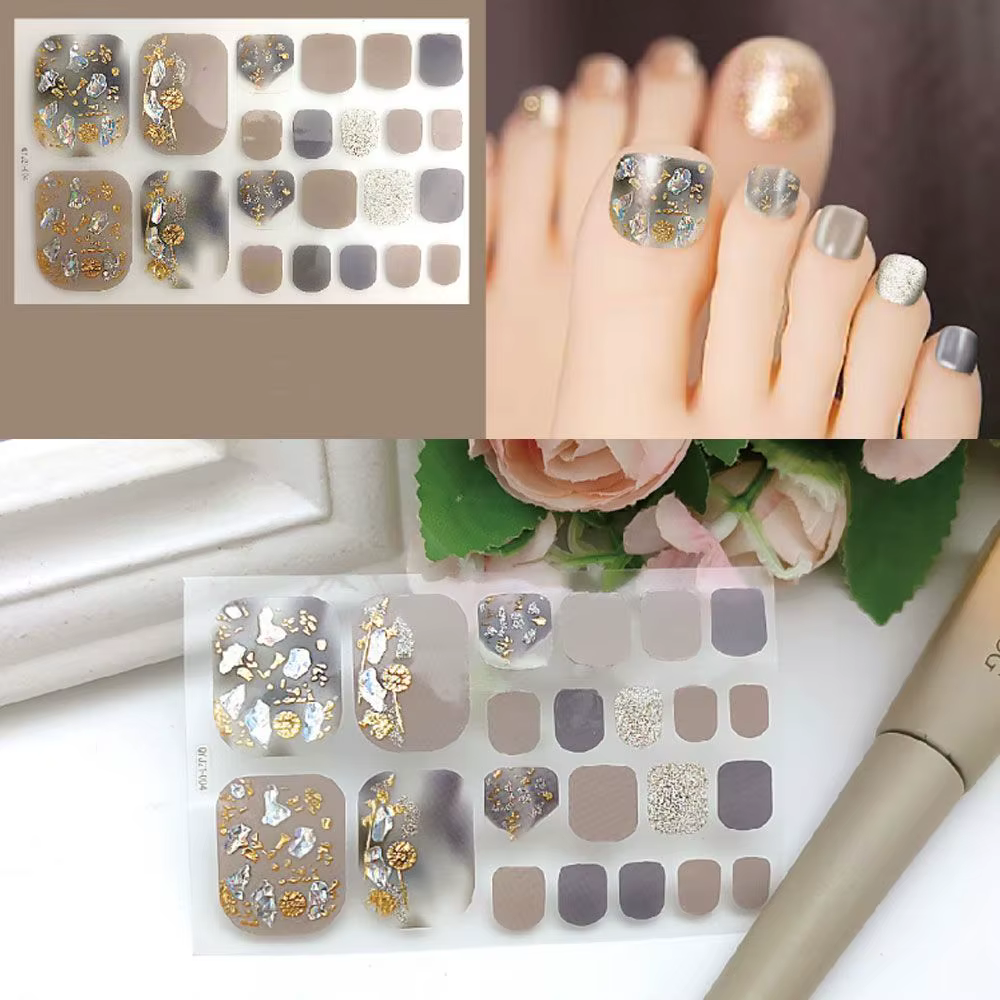 Femmes filles faux ongles rayure couverture complète imperméable Style frais décorations de pieds bricolage manucure