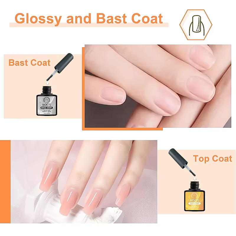 Kit d'extension d'ongles en polygel 4 couleurs NOCIS - Gel de construction résistant et durable avec lampe UV compacte - Obtenez des résultats comme au salon