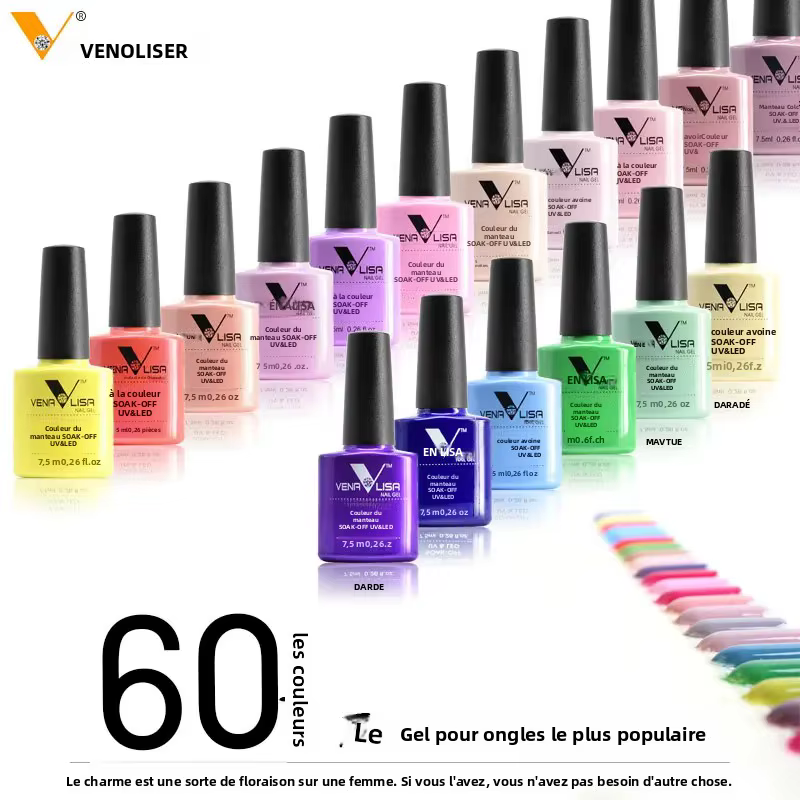 Venalisa mode brillant 7.5 ML tremper UV Gel vernis à ongles cosmétiques Nail Art manucure