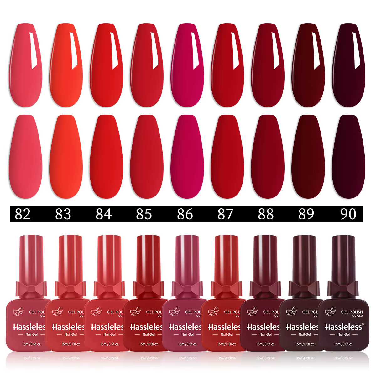 Ensemble de vernis à ongles rouge sans tracas de 9 pièces