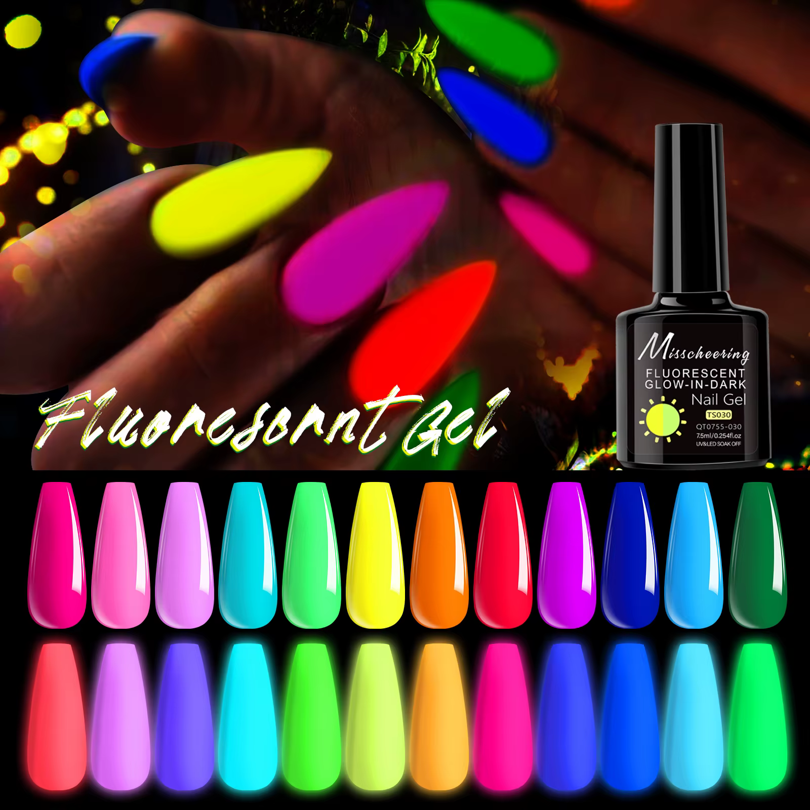 Vernis à ongles Gel Fluorescent néon qui brille dans la nuit