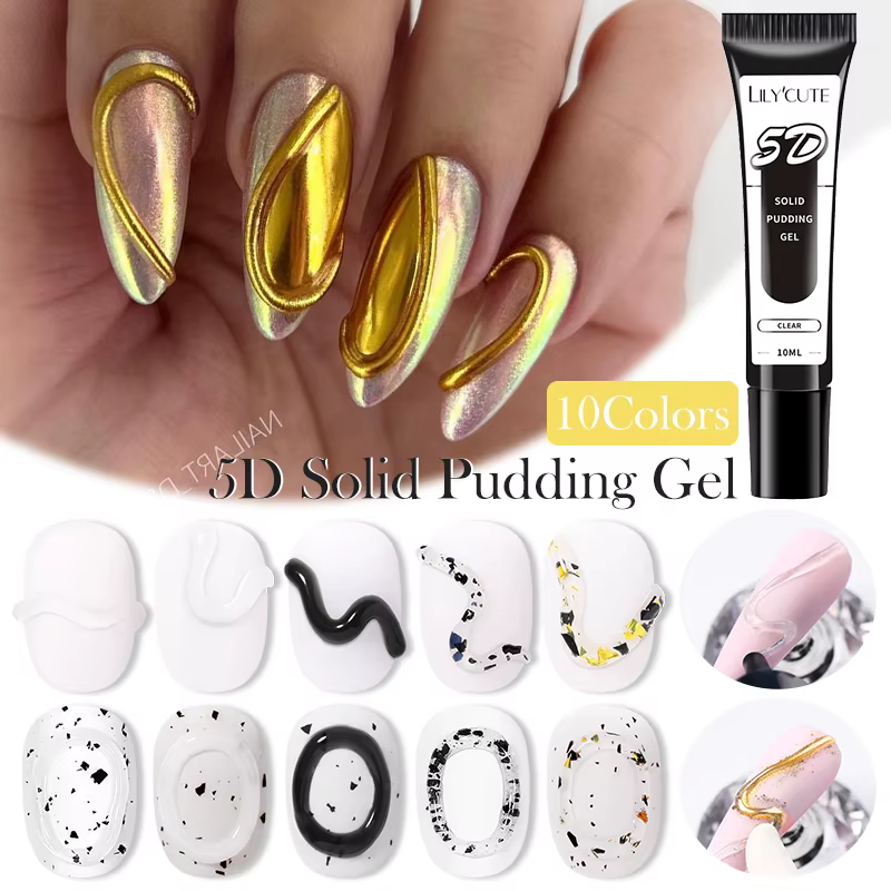 LYCUTE 10ml 5D solide pouding ongles Gel translucide Style coréen revêtement gaufrage peinture Texture Gel Nail Art décoration