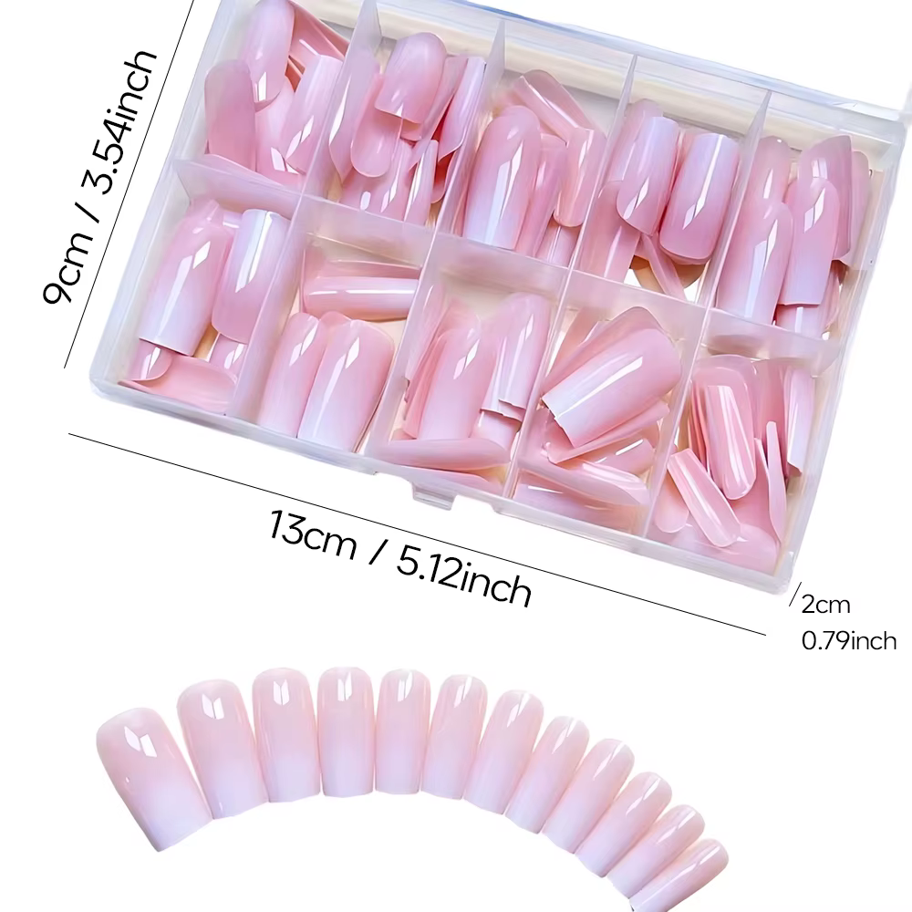 120 faux ongles de ballet ombrés roses de longueur moyenne
