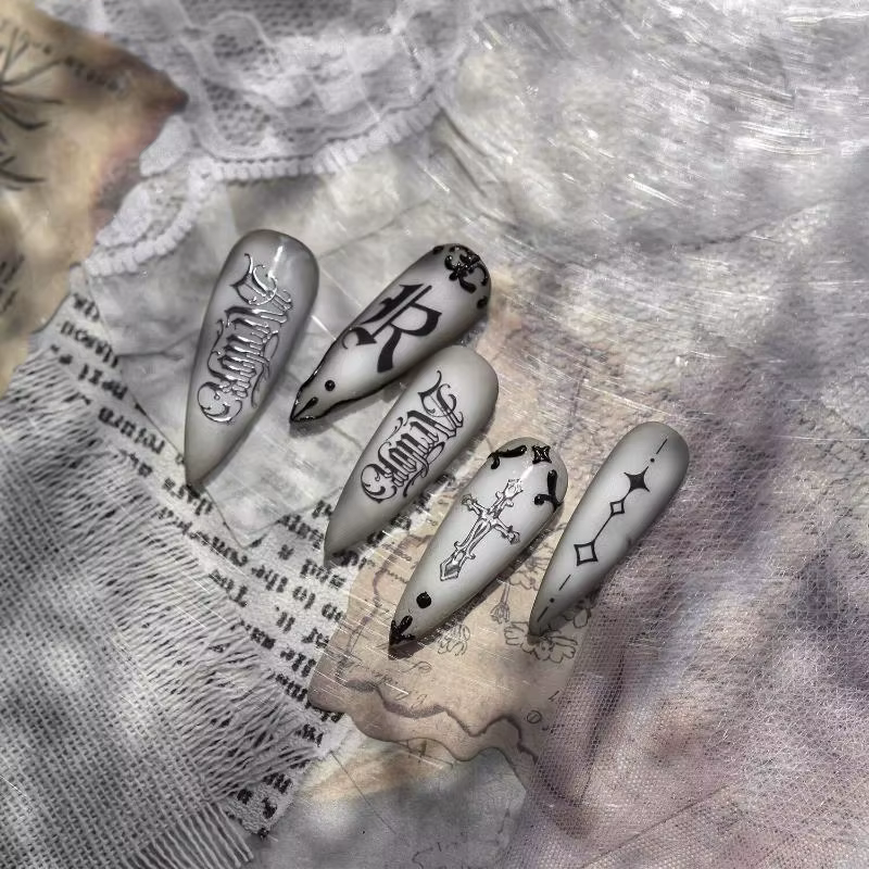 Autocollants 3D gothiques sombres européens pour ongles