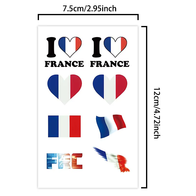 Autocollant de tatouage temporaire à sensation française, faux tatouage réaliste, imperméable et durable, non-ZE, pour hommes et femmes