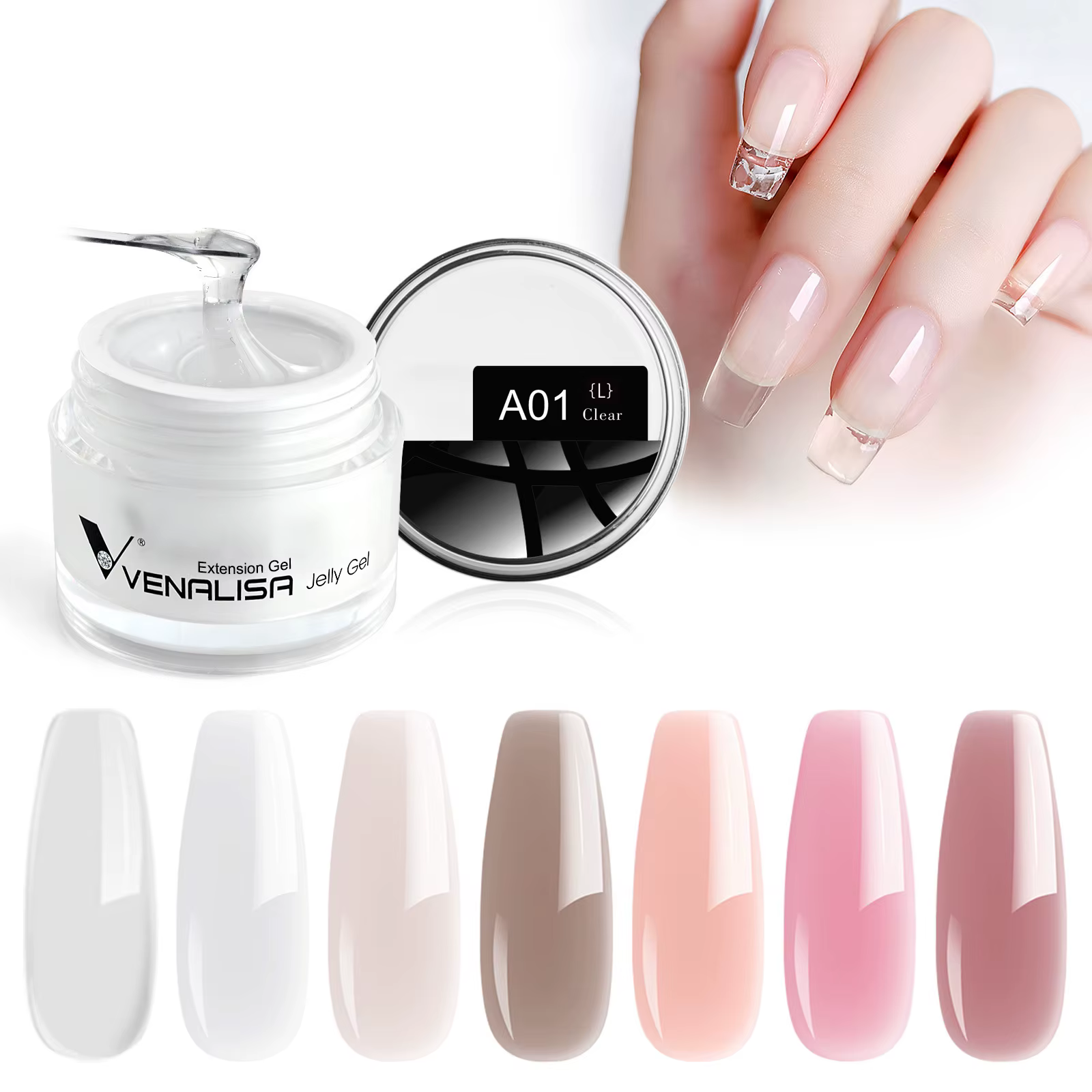 VENALISA Gel de gelée 50ml rose Collection nue ne brûle pas Gel dur tremper UV LED Extension douce constructeur ongles Gel manucure