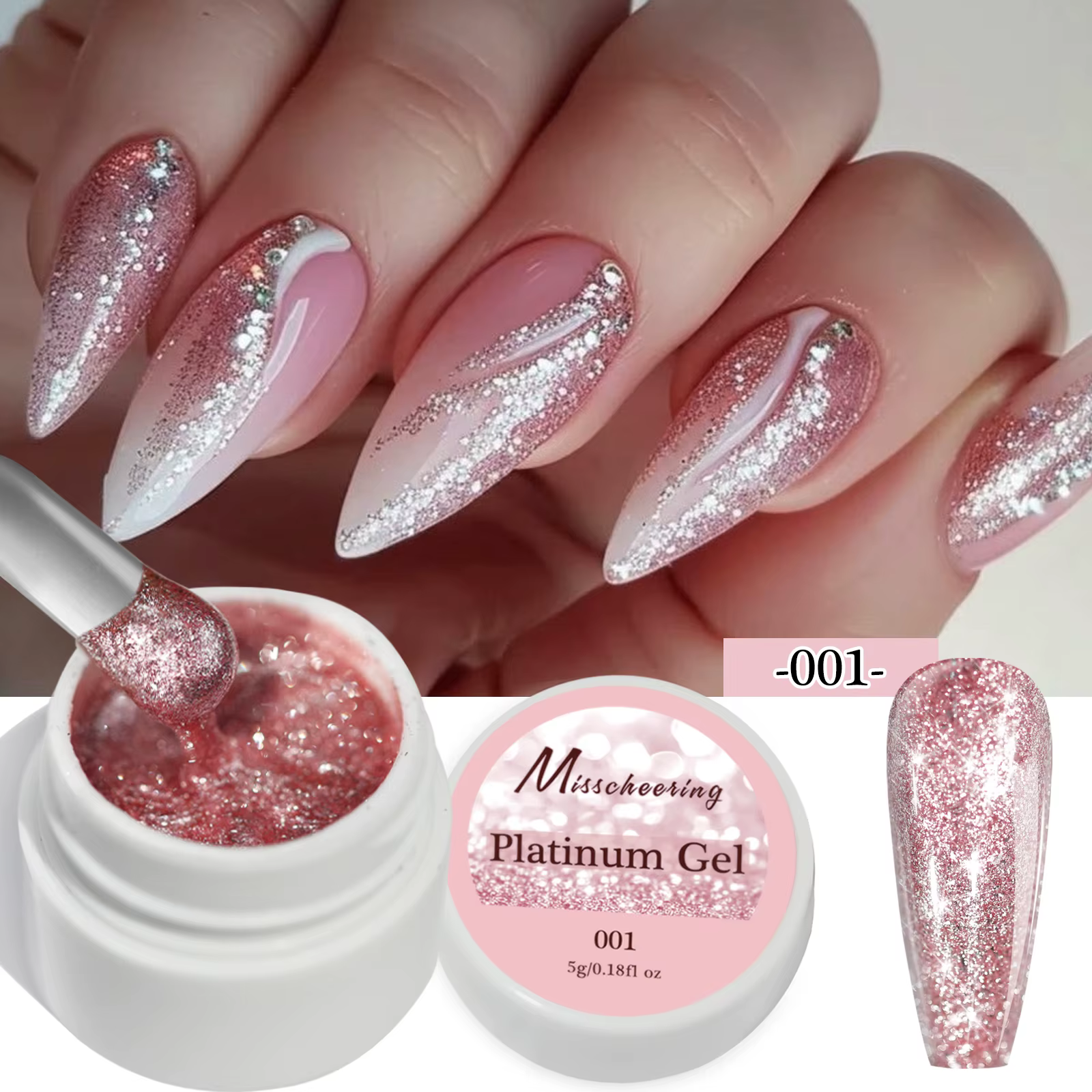 Gel à ongles scintillant or