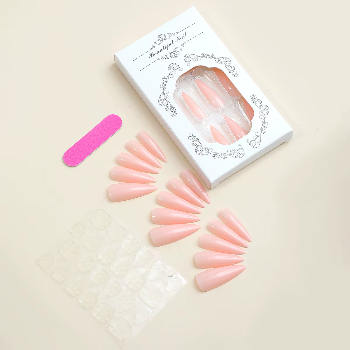 Patch pour faux ongles rose nu