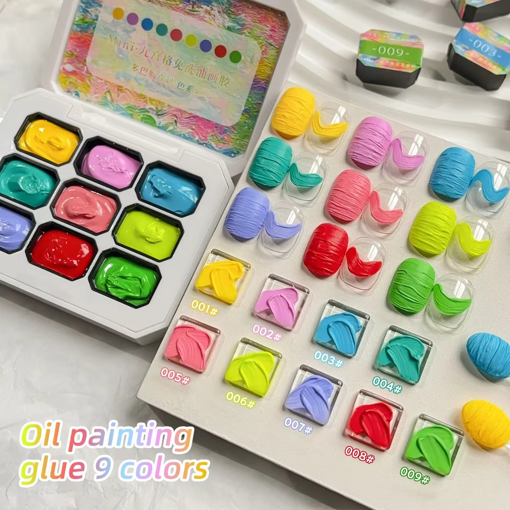 Dopamine Fluorescence peinture à l'huile colle 9 couleurs ensemble manucure Art décorer Design bricolage haute Saturation peint sculpté Nail Art