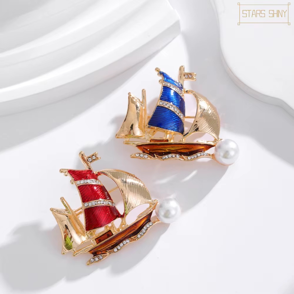 Broche de voilier au design nautique élégant, accessoire parfait pour chemisiers, blazers, robes et tenues quotidiennes/décontractées