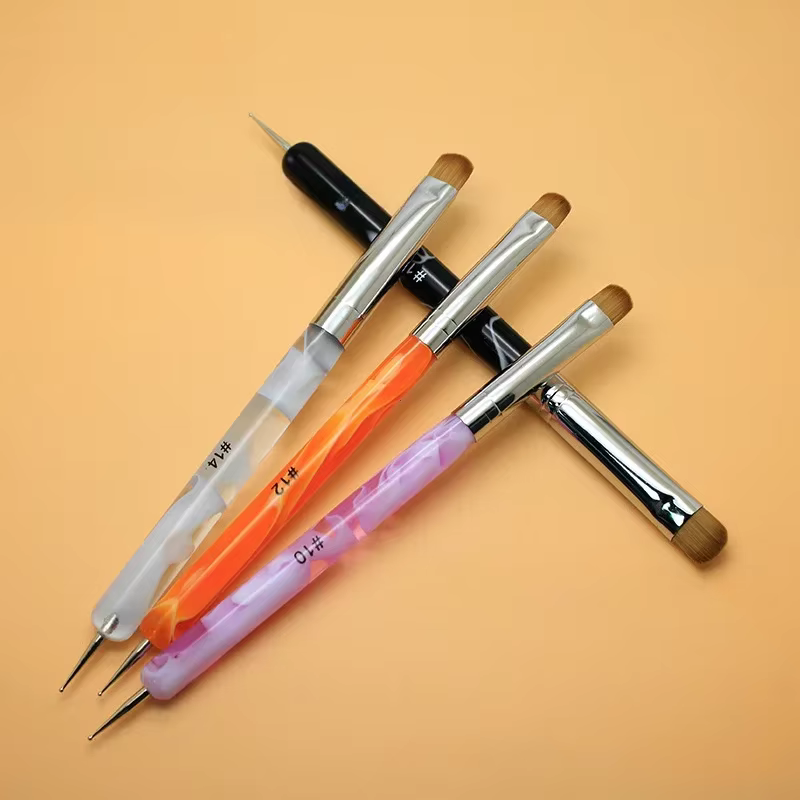 Français double extrémité débutant haute qualité peinture manucure outil acrylique dessin Nail Art brosse