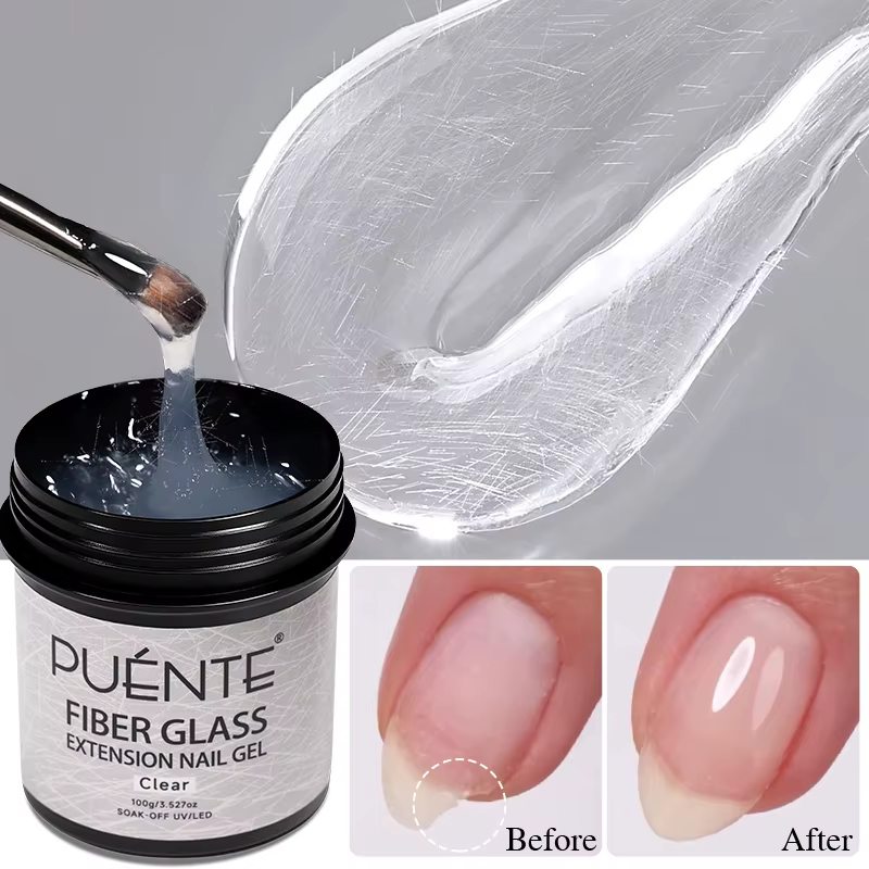 PUENTE 100g vernis à ongles Gel d'extension en fibre de verre Transparent pour renforcer la construction