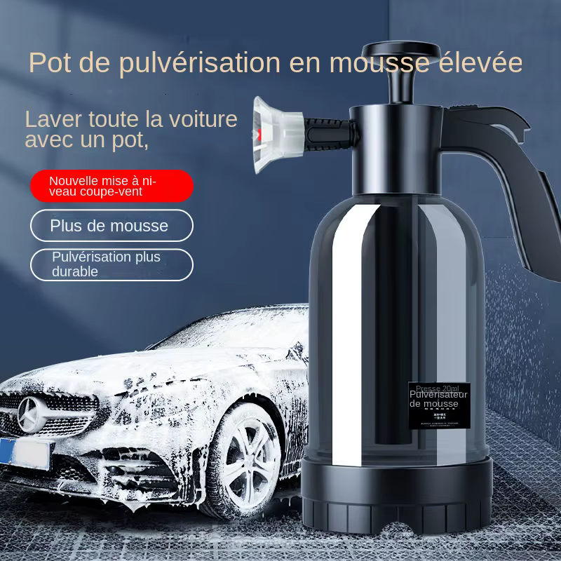 Pulvérisateur de mousse à pompe à main avec 3 types de buses, canon à mousse pneumatique à main, pulvérisateur de mousse de neige, bouteille de lavage de voiture, fenêtre de voiture, livres, 2L