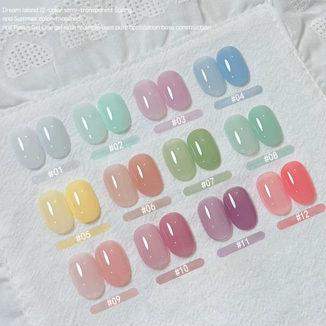 MAINEL 1-12 pièces Vernis à ongles gel UV effet nude brillant