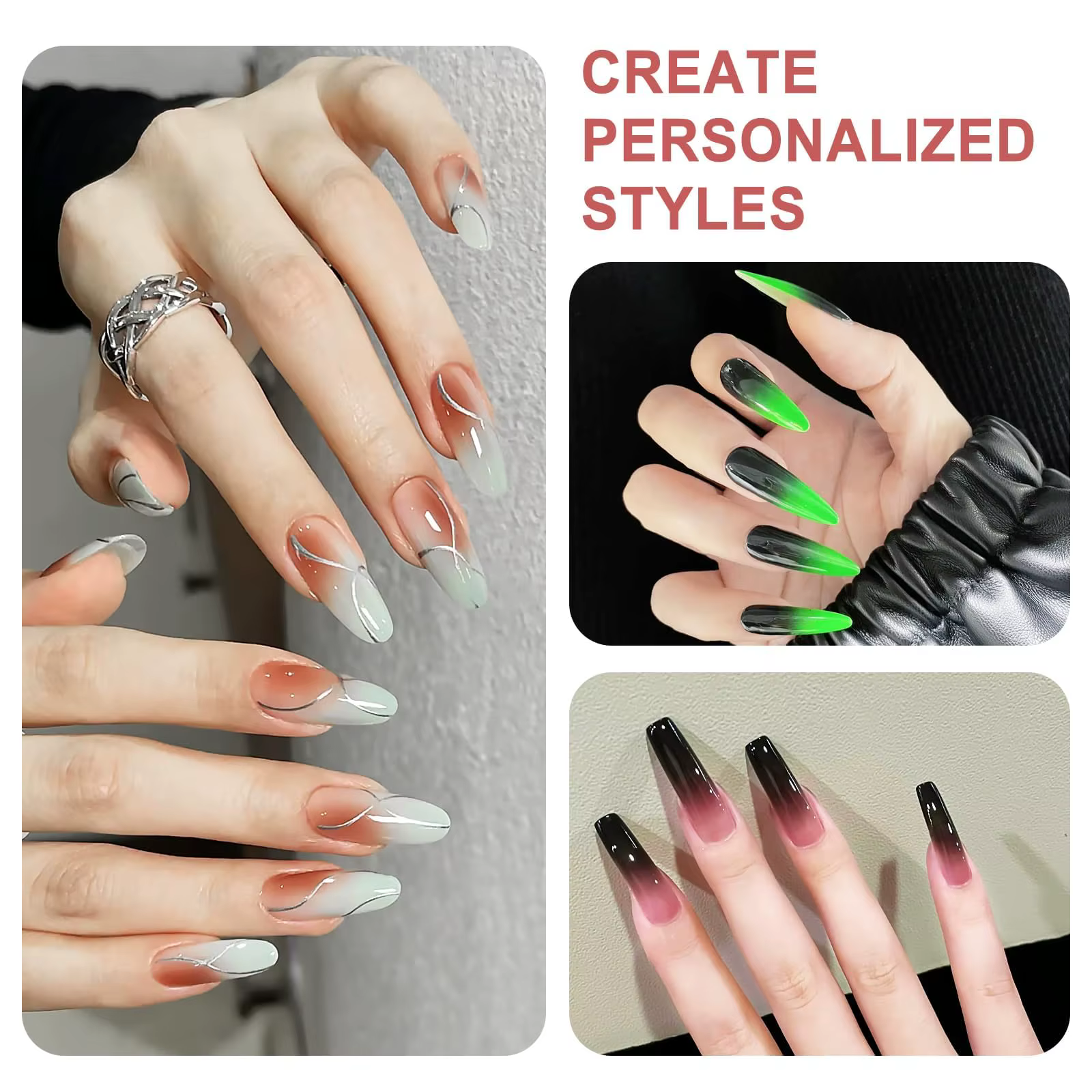 LINMANDA Éponges à ongles pour éponge d'art d'ongle ombrée avec pince en métal Brosse à ongles Rangement et boîte pour manucure de conception d'art d'ongle bricolage