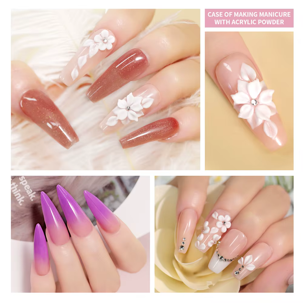 Poudre acrylique 120g avec rose clair blanc