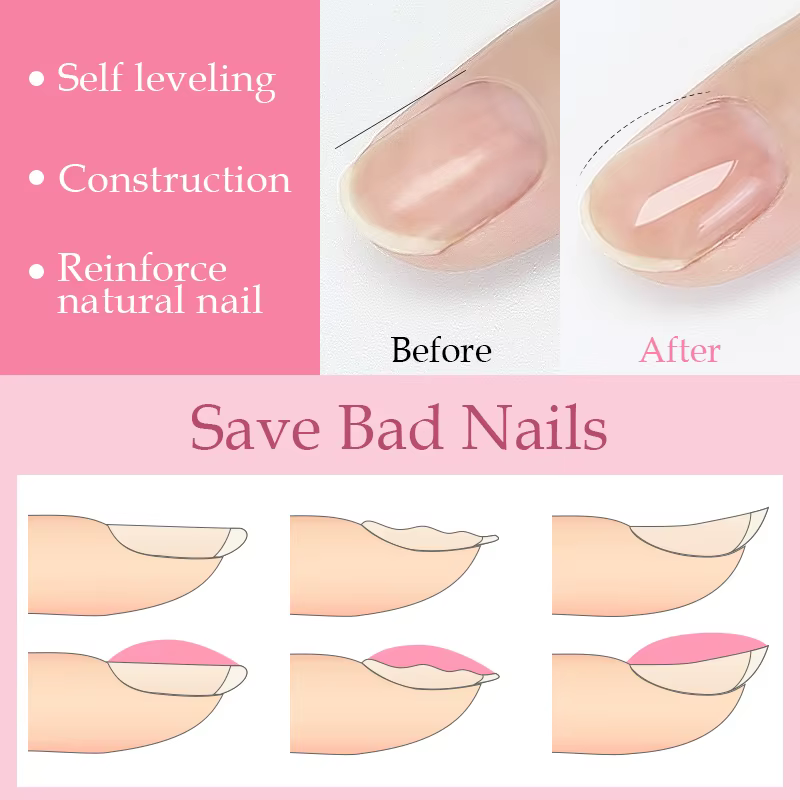 NAILCO 6 couleurs 15ml Hema Tpo Base en caoutchouc sans Gel vernis gelée rose clair Extension d'ongle Semi Permanent UV