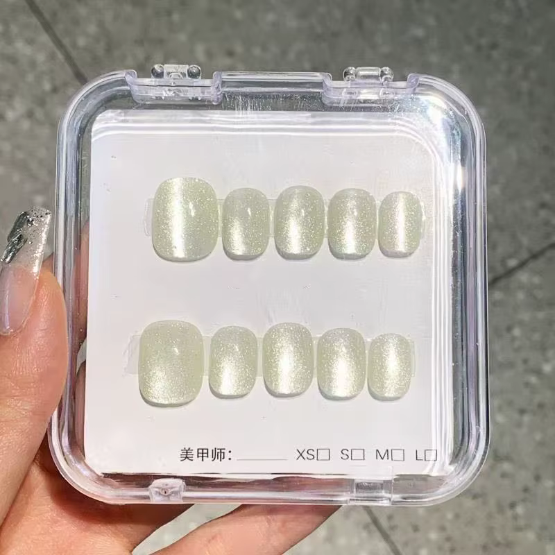 10 pièces photothérapie presse à la main sur les ongles effet oeil de chat faux