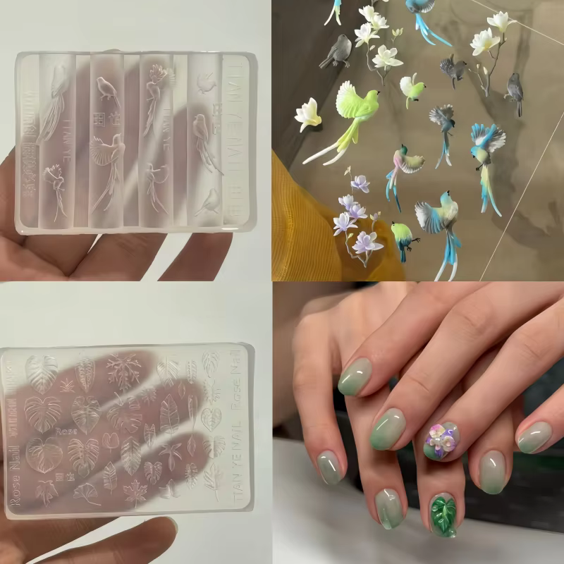Moule d'art d'ongle sur le thème de la forêt tropicale