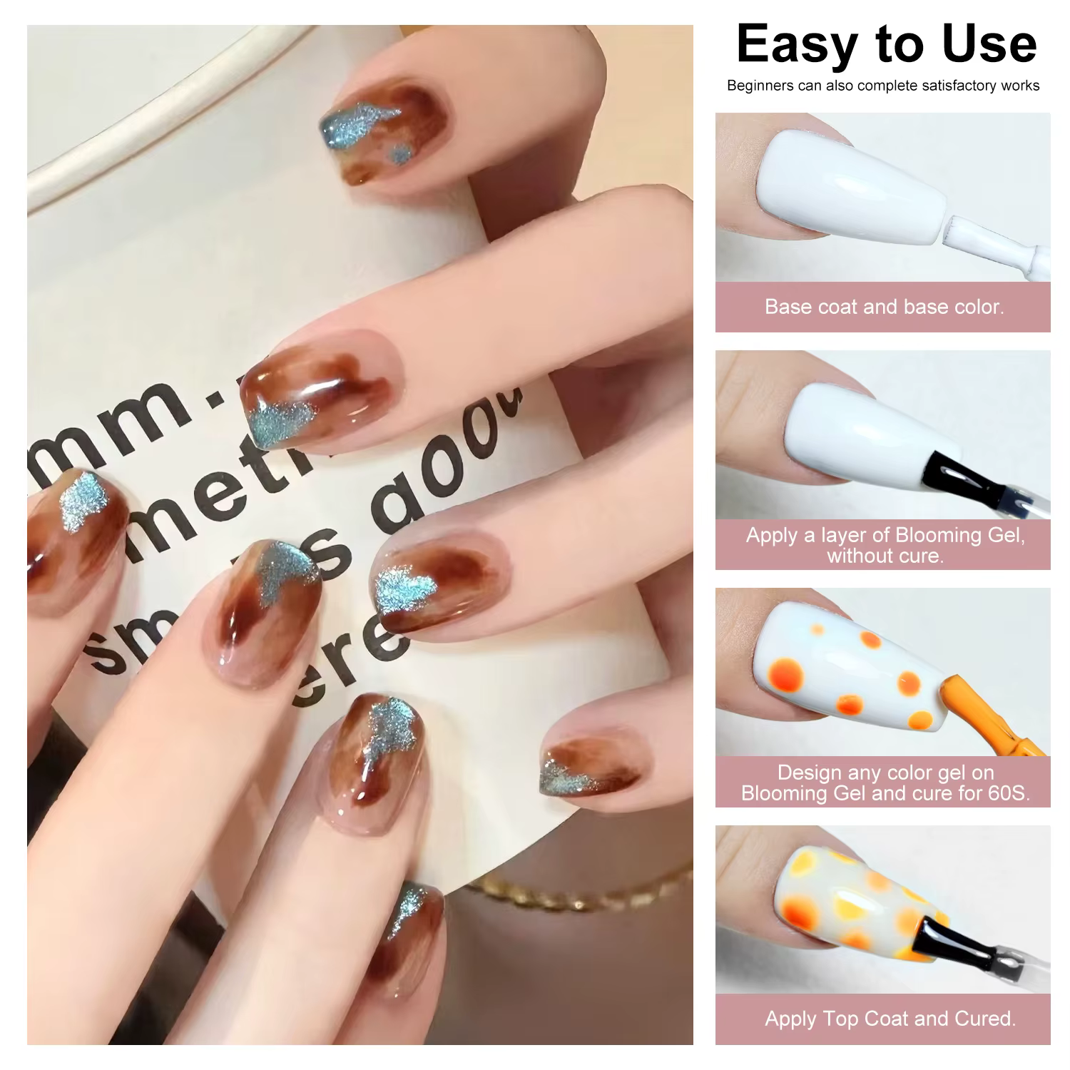 LIMEGIRL 15ML Gel floraison des ongles UV trempage propagation fleur de marbre effet d'épandage fonctionnel Nail Art