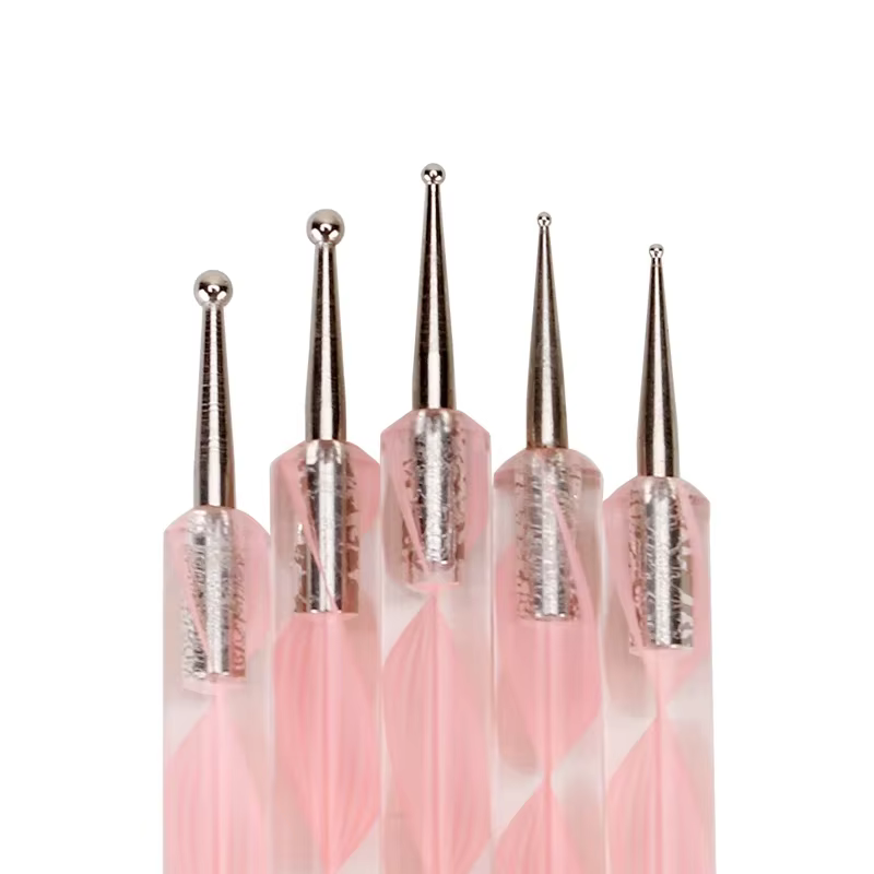 5 pièces, outils de nail art en acrylique et silicone à double embout