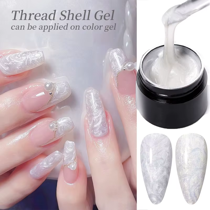 LILYCUTE 7ML Vernis à Ongles Gel Effet Coquillage 3D Aurore Nacré Semi-Permanent Soak Off UV DIY Design Nail Art