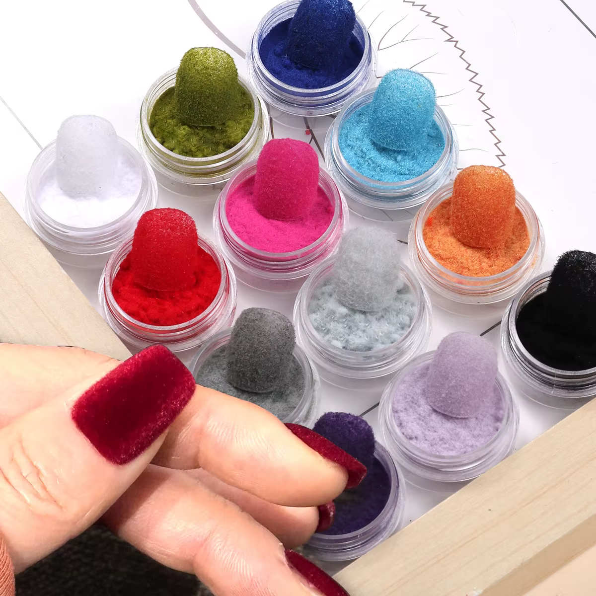 Poudre à ongles en peluche velours pour la saint-valentin