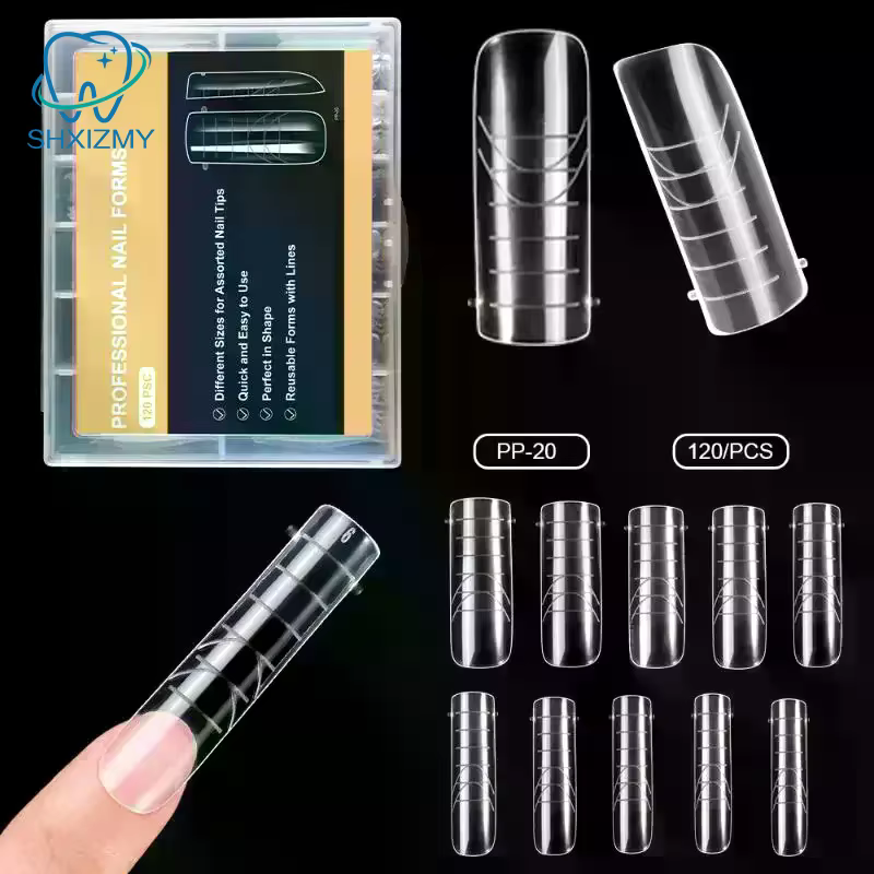 100/120 pièces modèle d'armure en cristal français formes d'ongles Extensions de manucure faux ongles conseils construction rapide Gel moule Nail Art Salon bricolage