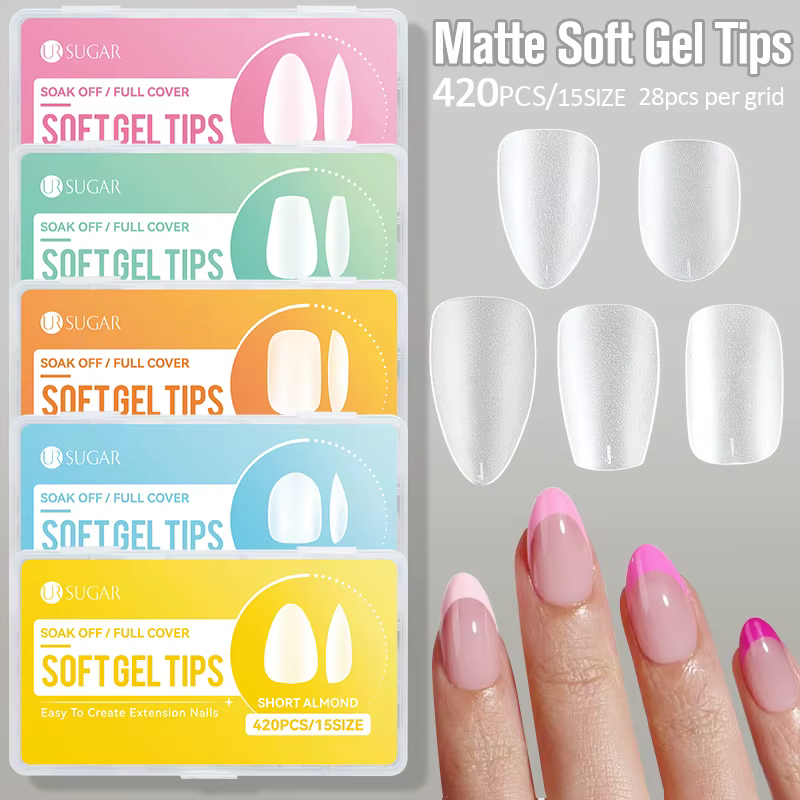 UR SUGAR 420 pièces/boîte mat doux Gel conseils couverture complète faux ongles