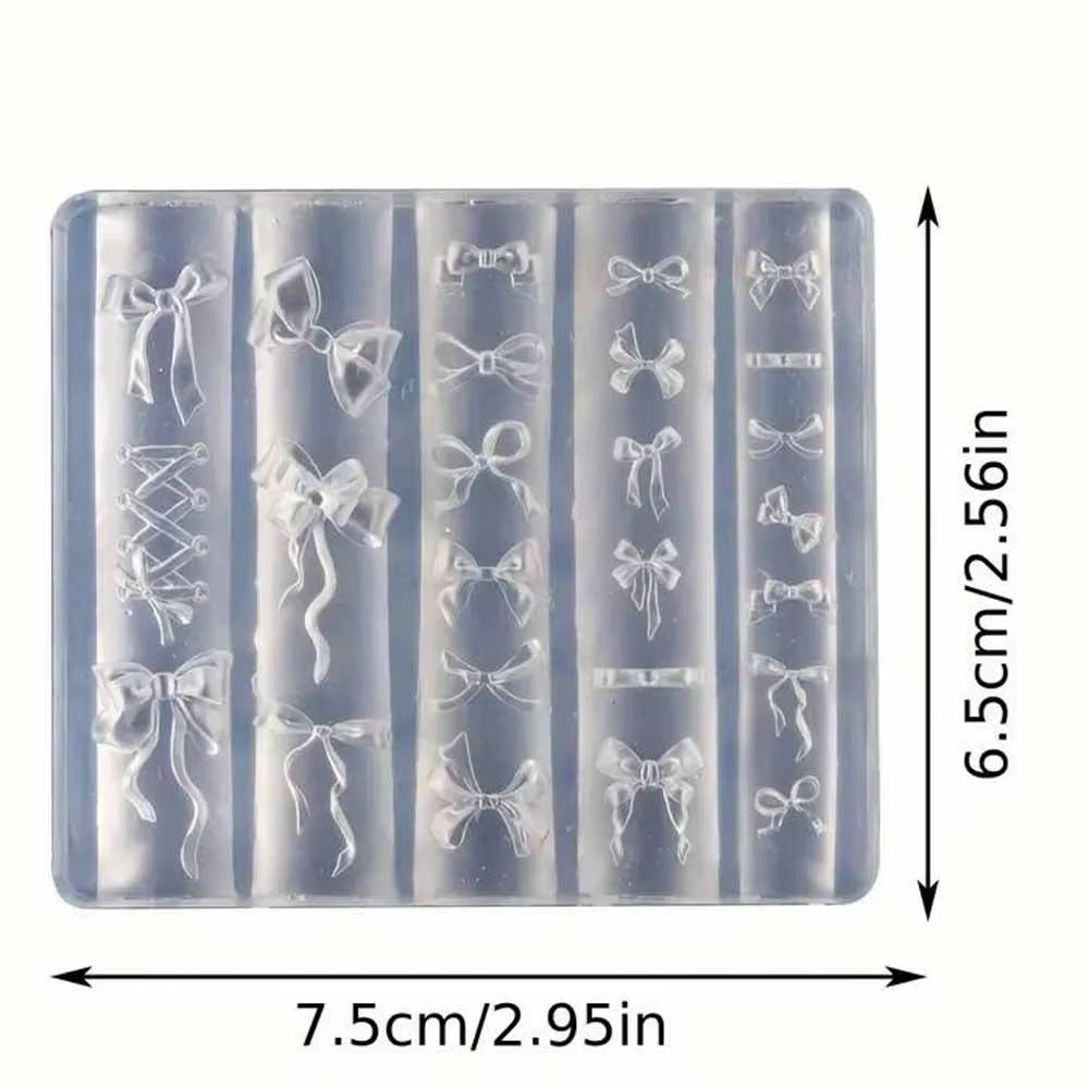 Moules à ongles en Silicone avec nœud papillon 3D + 1 stylo à découper
