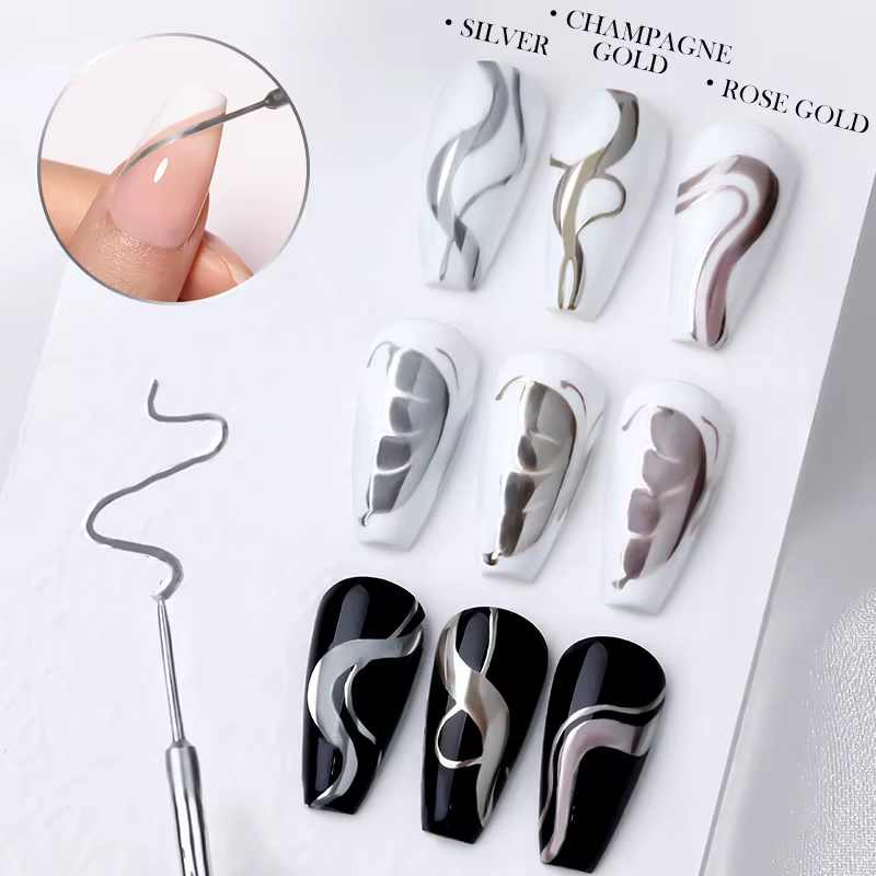 LILYCUTE 5ML peinture métallique Liner Gel vernis à ongles Super brillant or argent miroir dessin Gel Semi Permanent