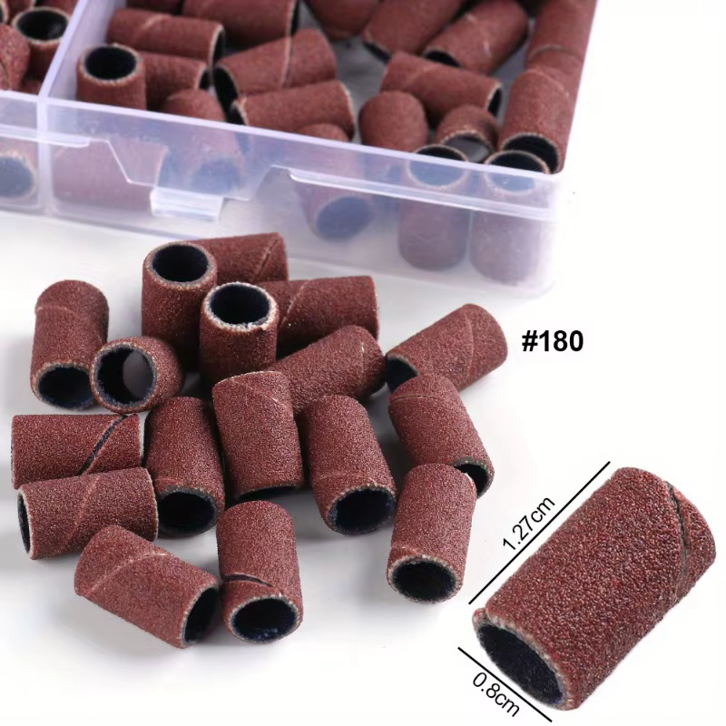 210 pièces bandes de capuchon de ponçage des ongles 80 ''/120''/180 ponceuse forets