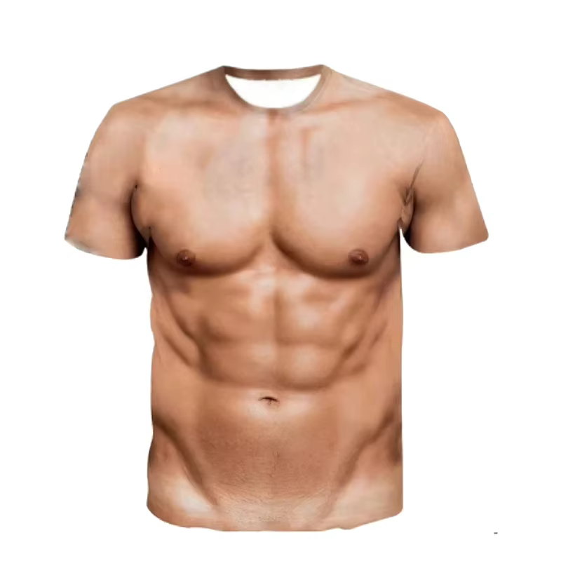 T-shirt drôle de faux muscle pour hommes et femmes, vêtements de sport décontractés, streetwear imprimé en 3D, mode estivale masculine, Y-Clothes