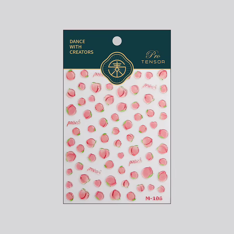 Autocollant de manucure 3D translucide rose