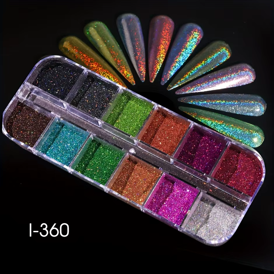 Ensemble de Poudre Holographique pour Ongles