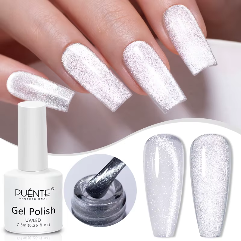 Vernis à ongles Gel magnétique chat blanc scintillant