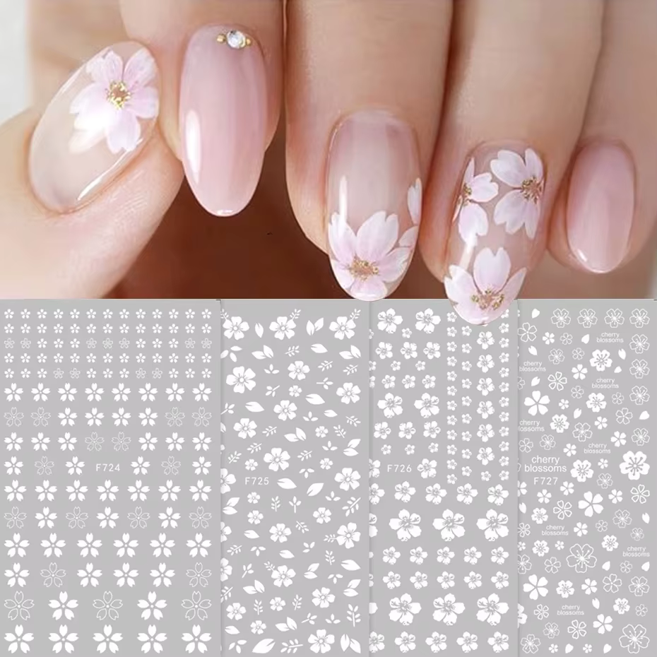 Autocollants pour ongles 3D fleur Sakura