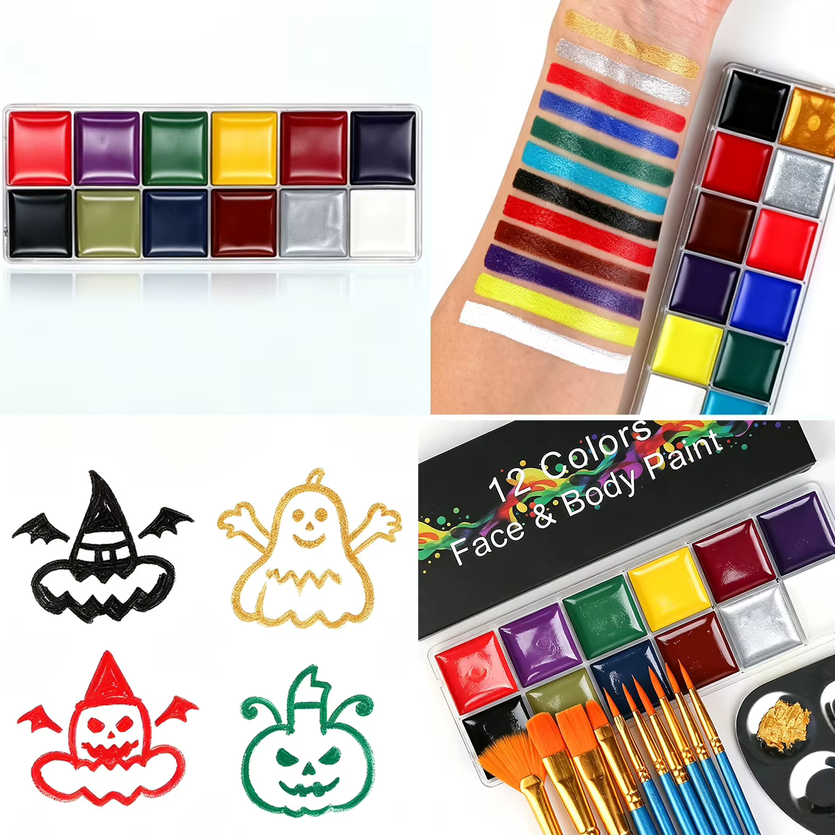 Palette de pigments professionnels pour maquillage de visage et de corps, 12 couleurs, peinture à l'huile, maquillage de fête