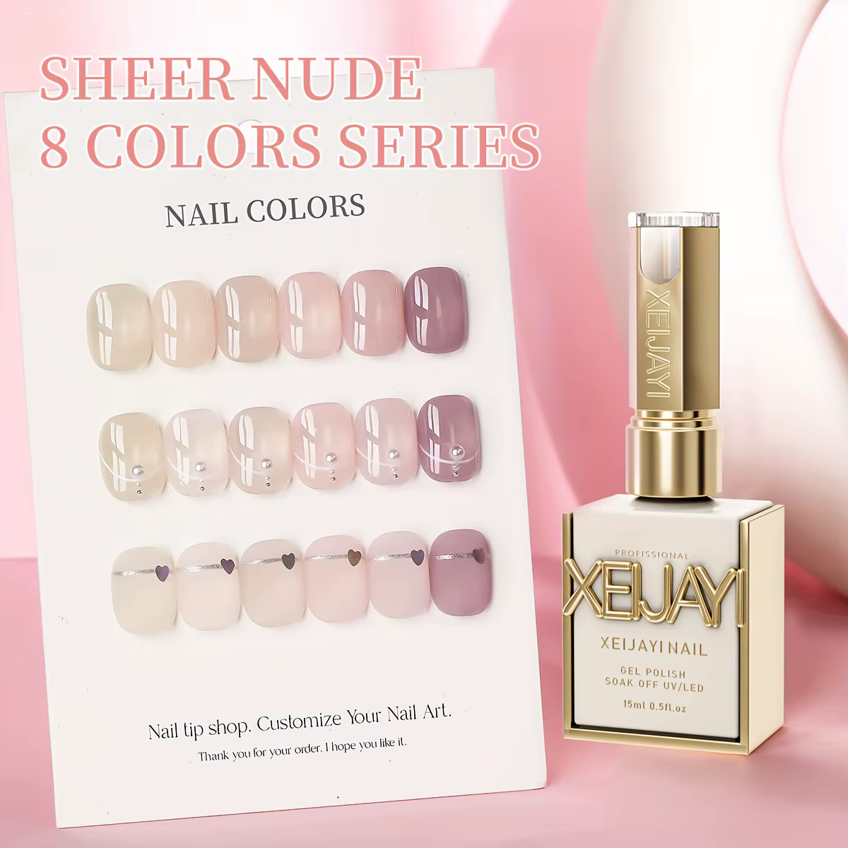 1/6 pièces pour créer une manucure subtile et chic - Vernis gel professionnel aux couleurs transparentes douces avec des détails délicats