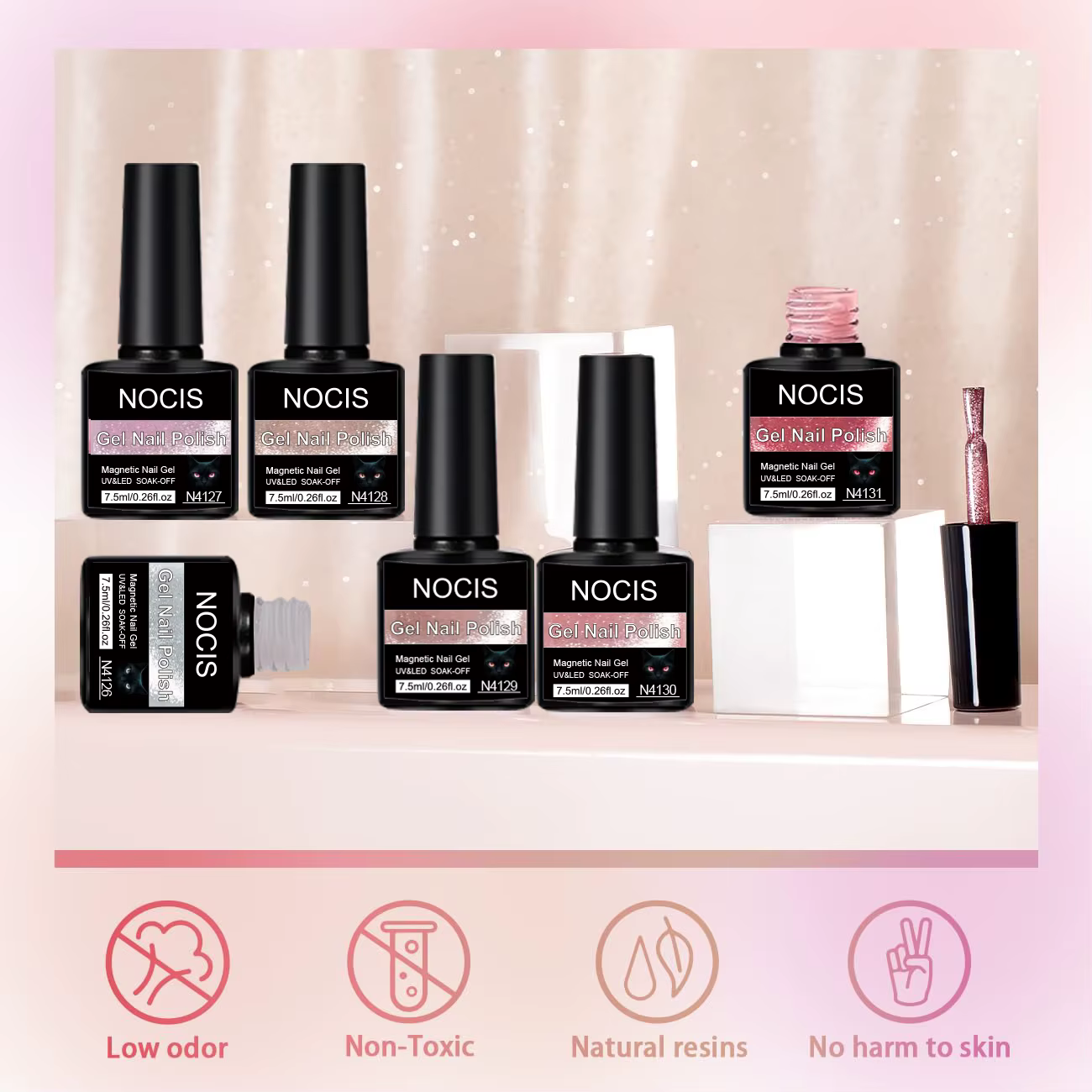6 pièces 7.5ml nouveau populaire réfléchissant oeil de chat magnétique ongles Gel Semi Permanent Nail Art trempage LED
