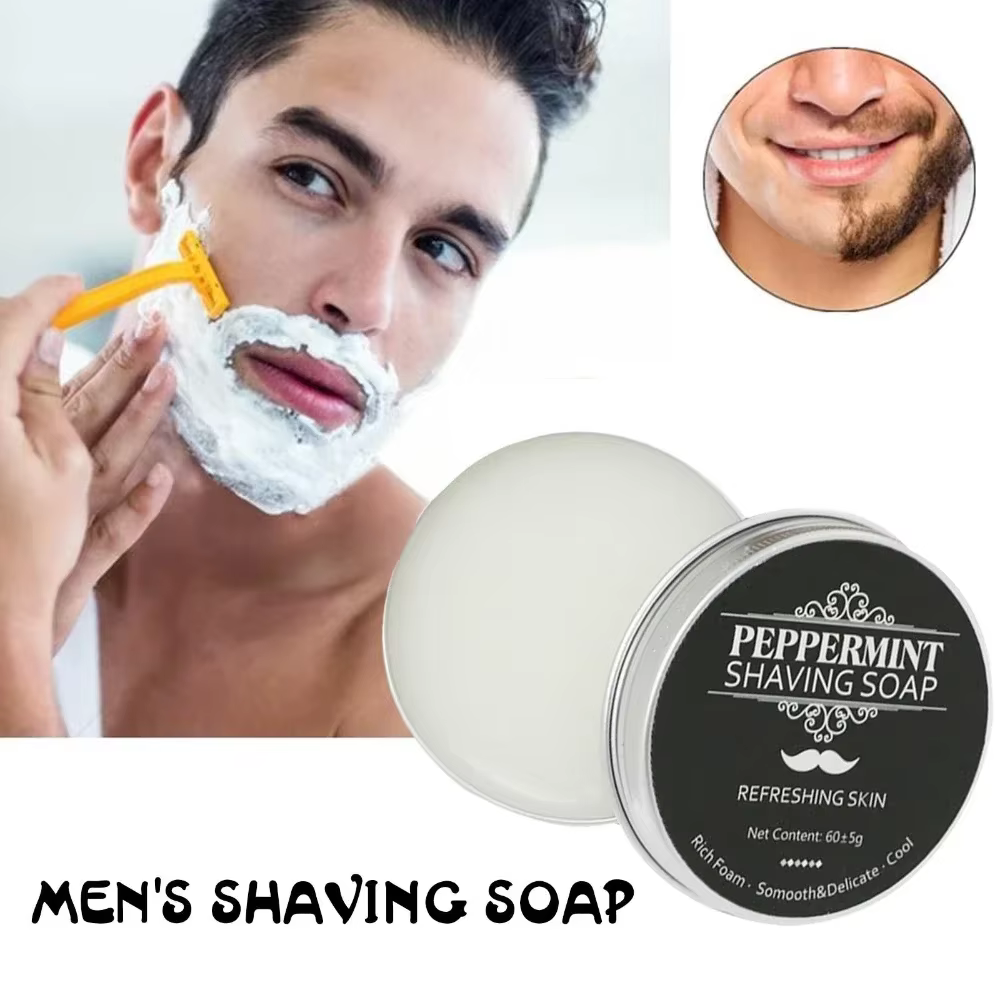 Barre de savon pour le rasage des oreilles, Texture lisse faite à la main, crème de rasage en mousse biologique pour hommes, rafraîchissement du visage et entretien de la nettoyage
