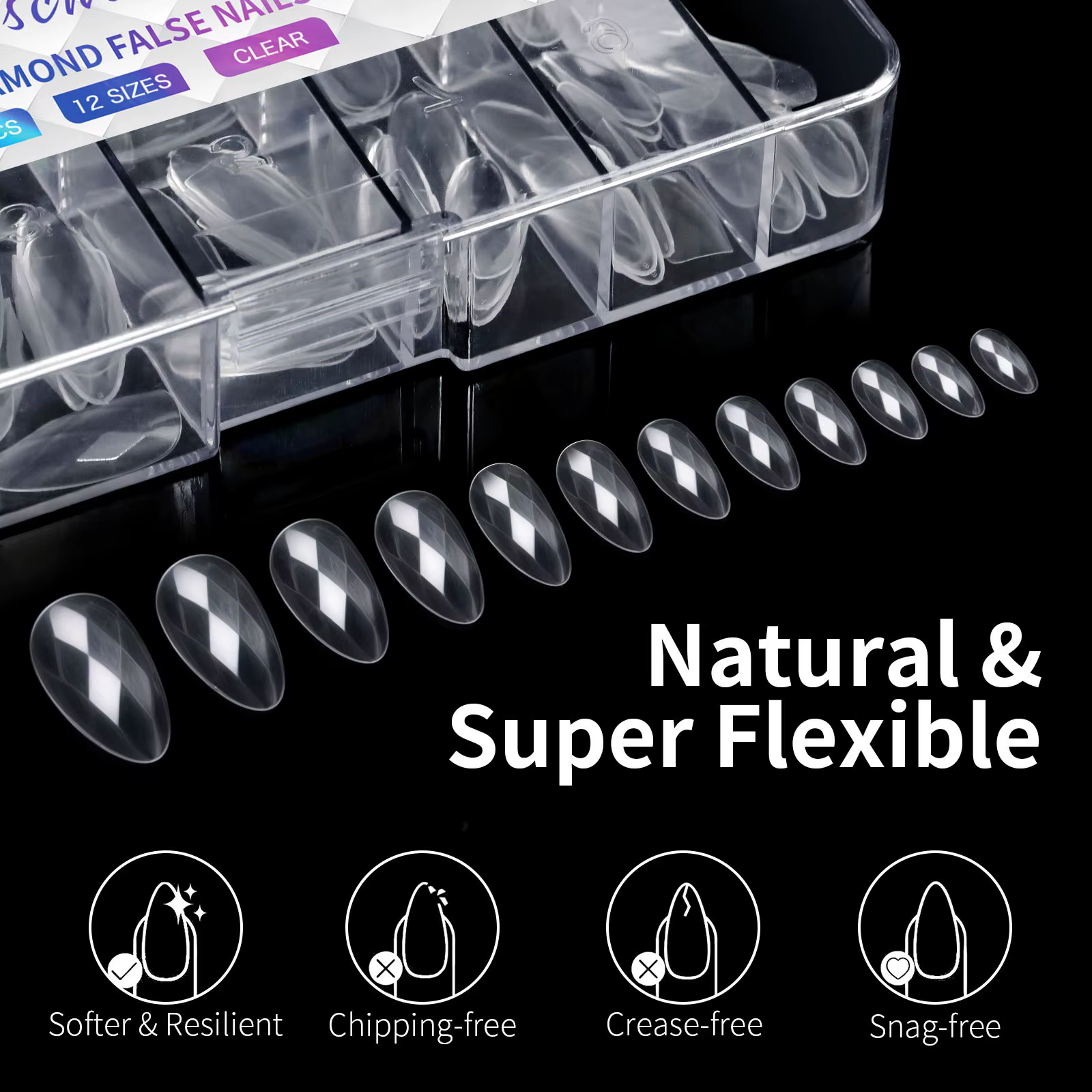 Faux ongles 3D en forme de diamant