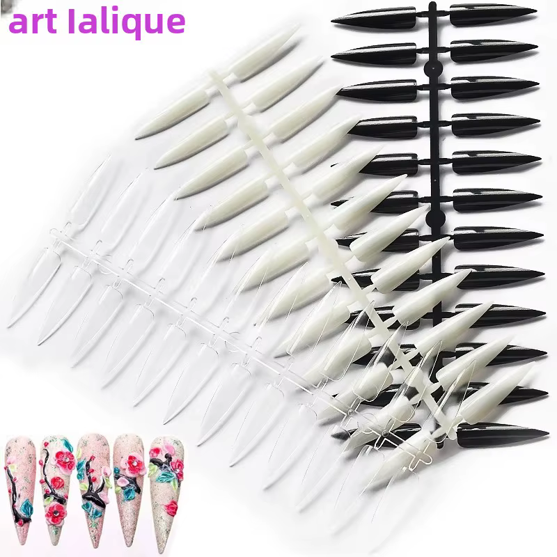 240 pièces ensemble d'art des ongles clair naturel couverture complète ovale extrémité pointue Stiletto longs faux